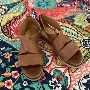 Bussola Tan Authentic Leather Sandals w/ Zip Back Sz 39 or 9